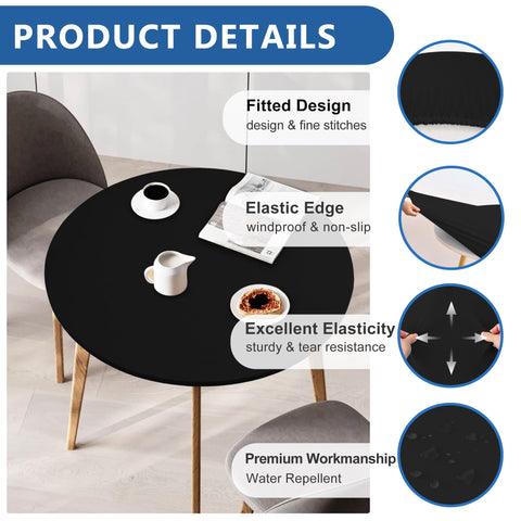 Enjoyidea elastic edge keeps the round table cover secure during events.