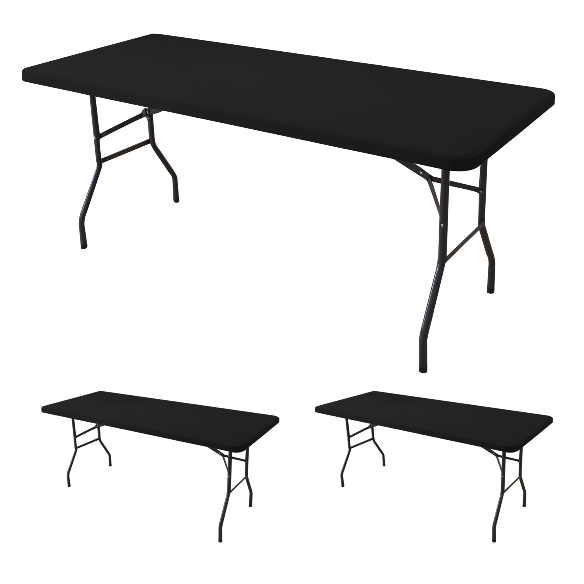 Enjoyidea fitted tablecloth on an 8ft table with secure elastic edge.