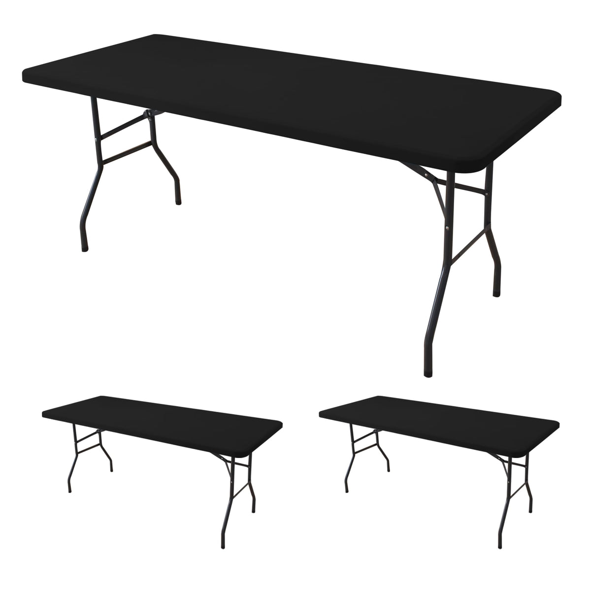 Enjoyidea fitted tablecloth on an 8ft table with secure elastic edge.