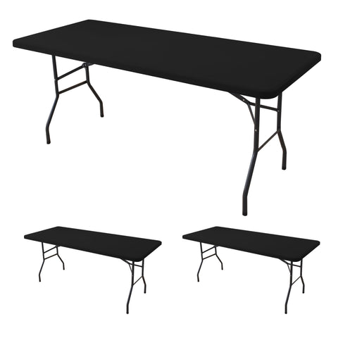 Enjoyidea fitted tablecloth on an 8ft table with secure elastic edge.