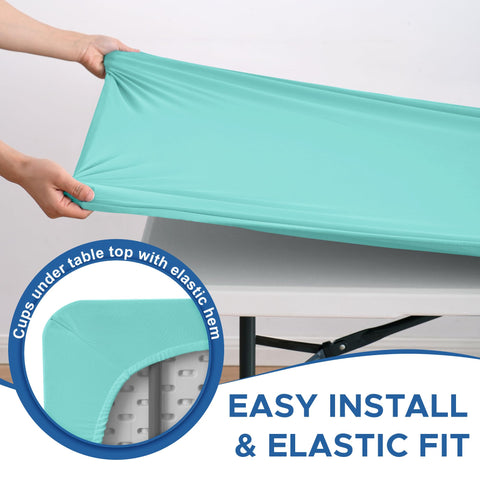 Enjoyidea outdoor ready aqua blue tablecloth for picnics and patio meals