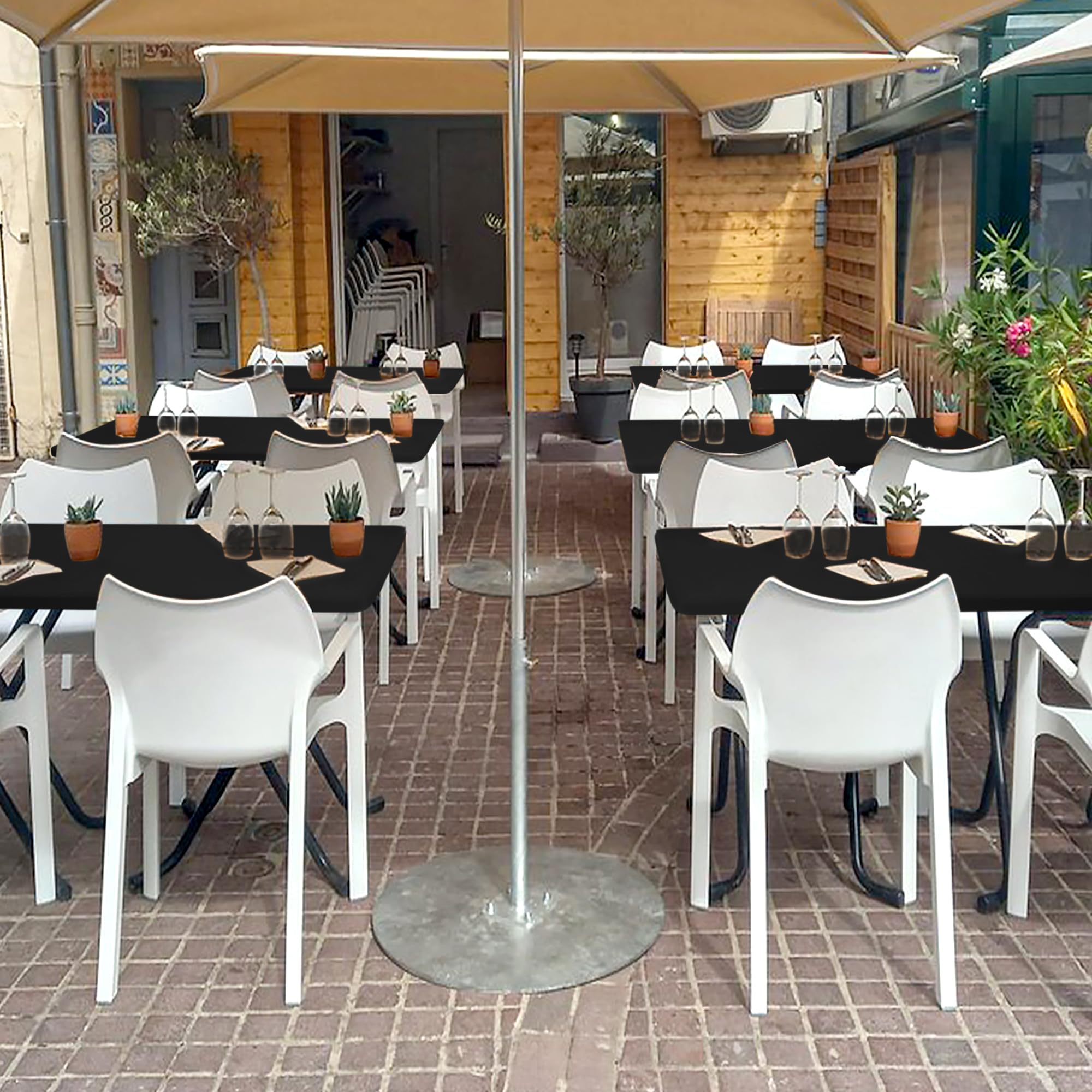 Enjoyidea tablecloth used in a restaurant or bar setting for a clean table.
