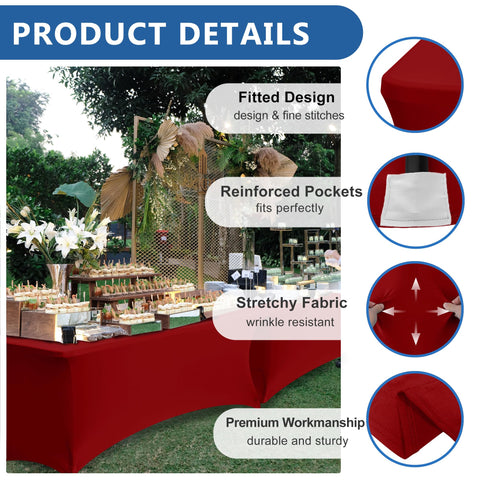 Enjoyidea spandex table cover with four leg pockets ensures a secure, non-slip fit.