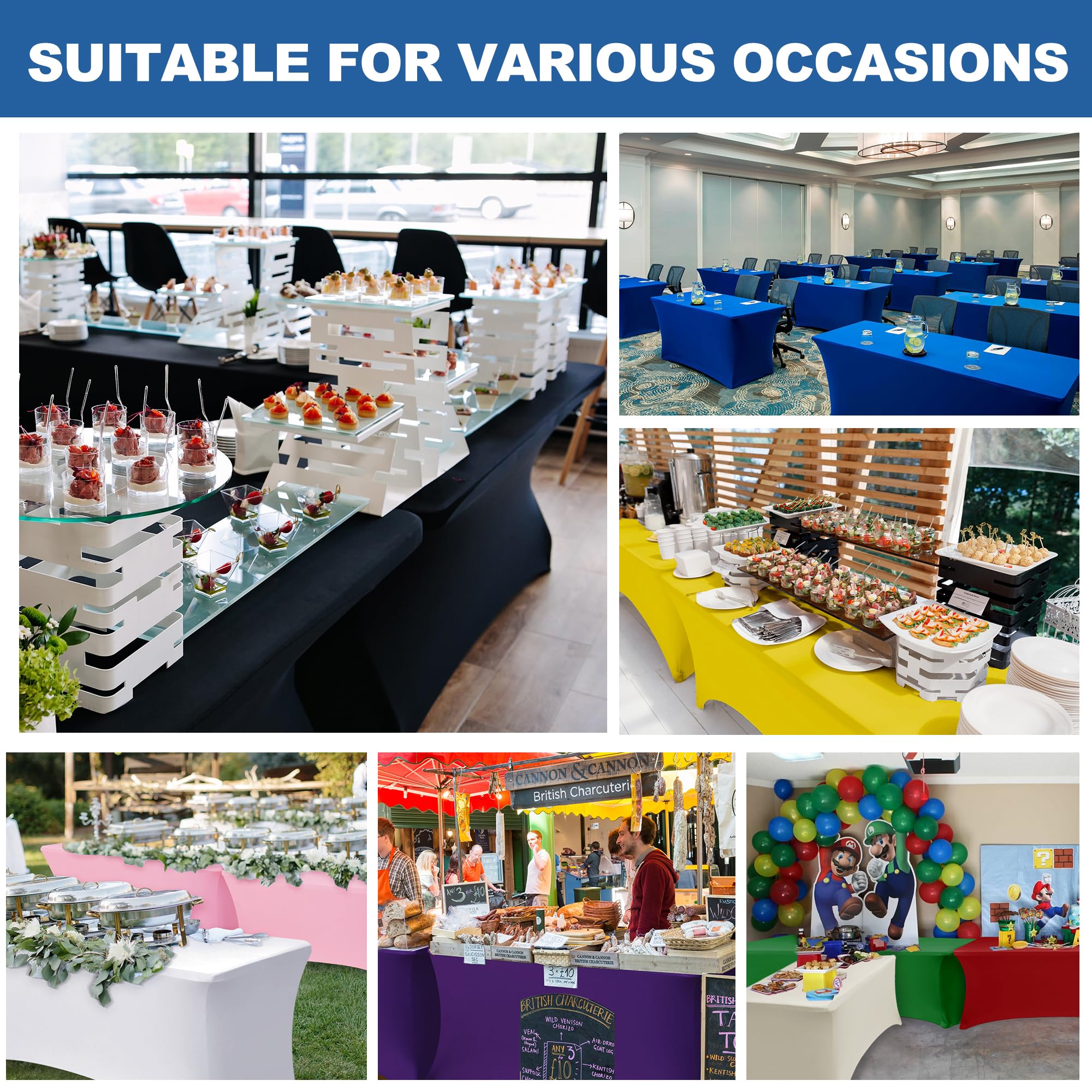 Enjoyidea spandex table cover machine washable for easy maintenance.