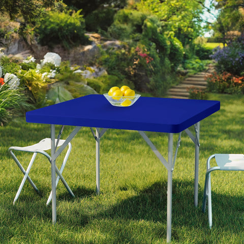 Enjoyidea square fitted tablecloth royal blue easy install on card table