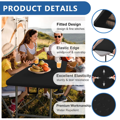 Enjoyidea stretch tablecloth with elastic edge grips a dining table securely.