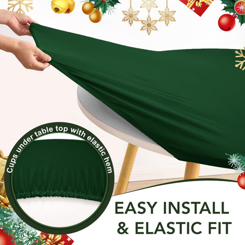 Enjoyidea wrinkle-free stretch round tablecloth keeps a smooth look