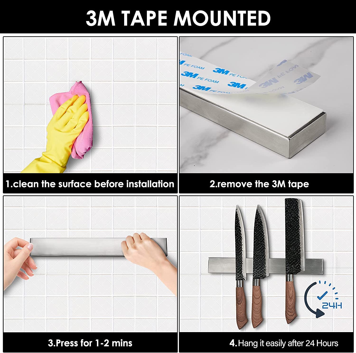 Enkrio large capacity magnetic strip holding knives and tools up to 22 lb.