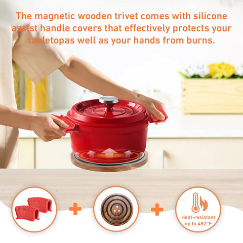 Acacia wood trivet with heat-resistance finish complements daily cooking tasks.