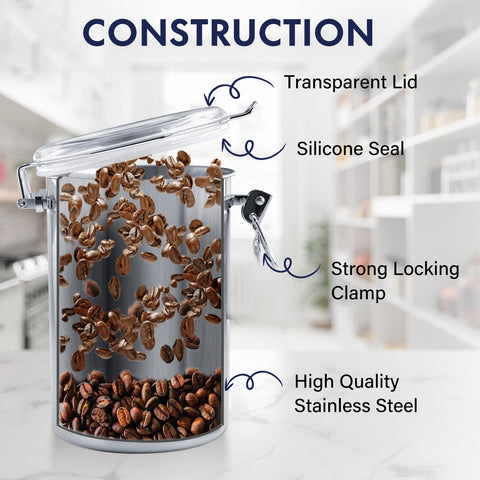 ENLOY wide-opening 38 oz canister shows sturdy design and space saving storage