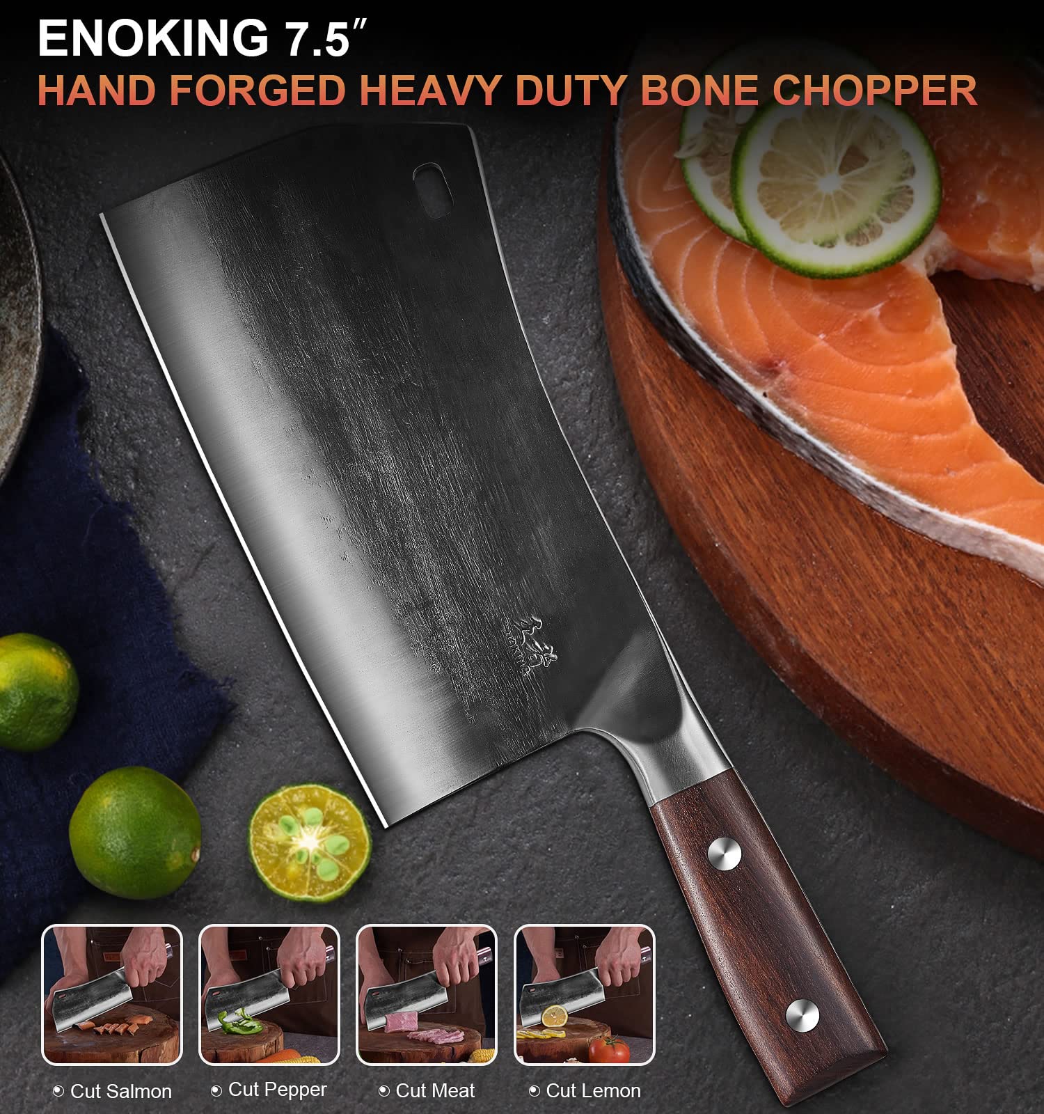 ENOKING ergonomic grip reduces fatigue during extended kitchen use.