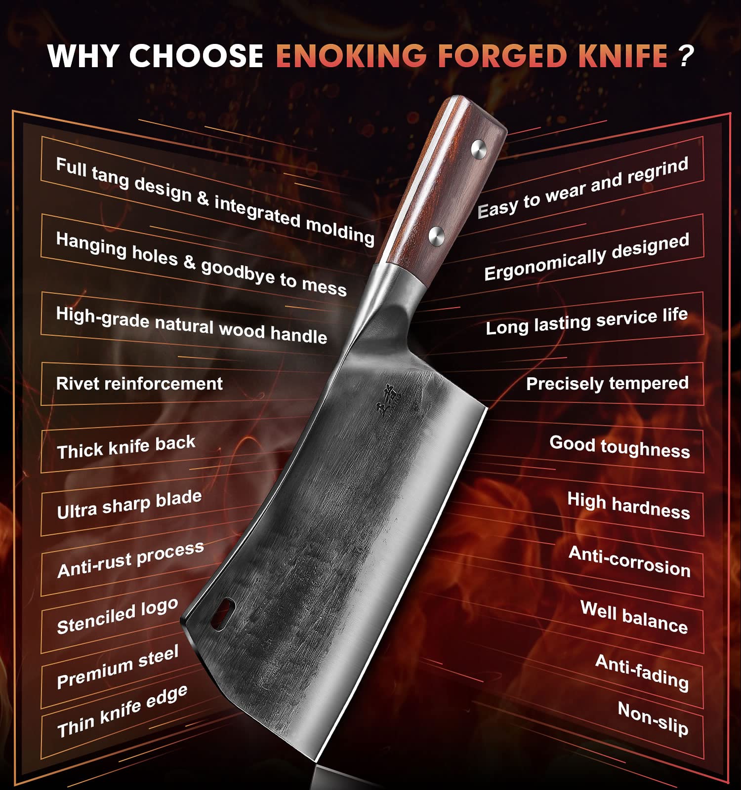 ENOKING cleaver for fish deboning and delicate filleting prep.