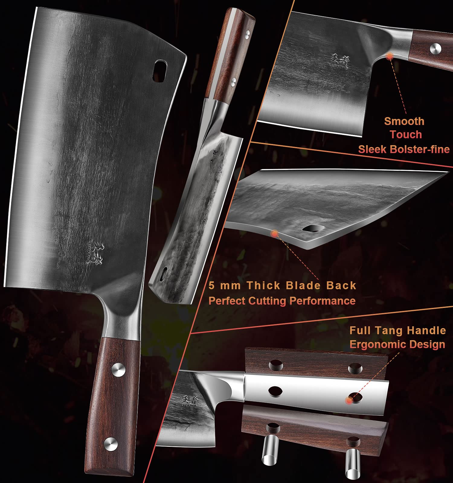 ENOKING cleaver meat cleaving for tough chopping and deboning prep.
