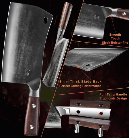 ENOKING cleaver meat cleaving for tough chopping and deboning prep.