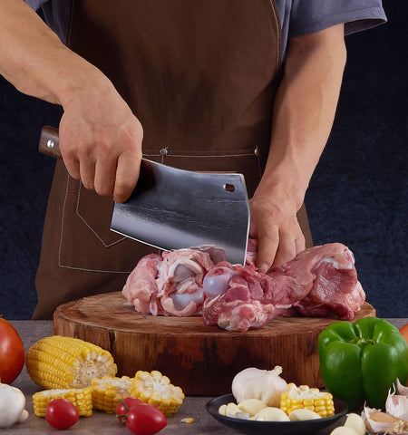 ENOKING cleaver ideal for outdoor BBQ and camping meal prep.