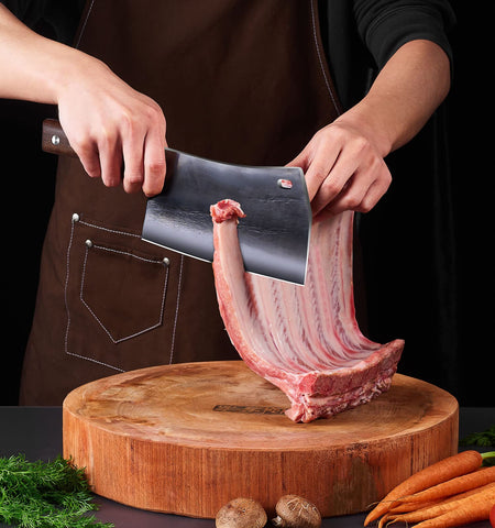 ENOKING cleaver with wood handle full tang for a safe, balanced grip.