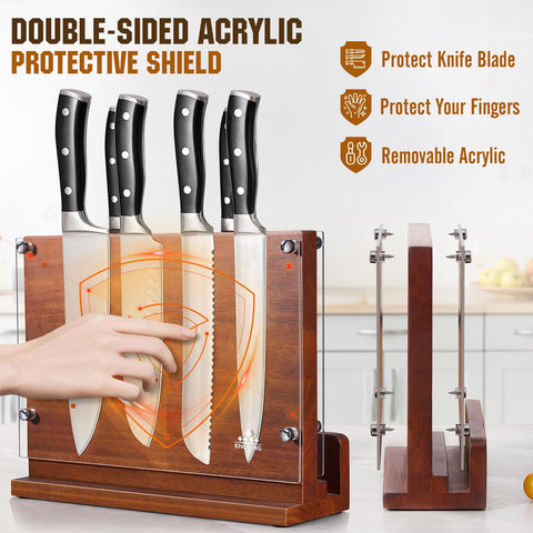 ENOKING double-sided magnet holds a variety of knives securely.