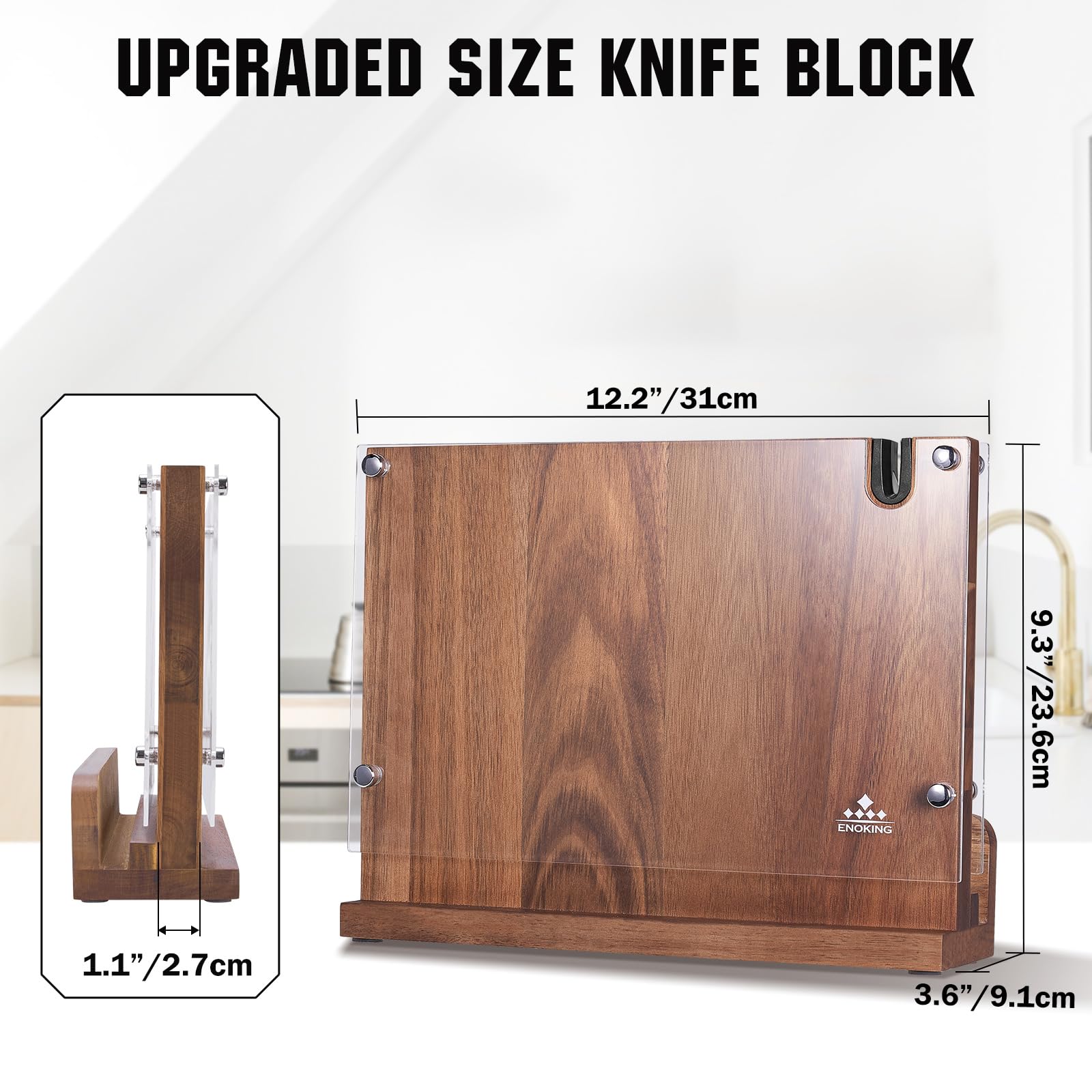 ENOKING double-sided magnetic hold secures blades of all sizes.