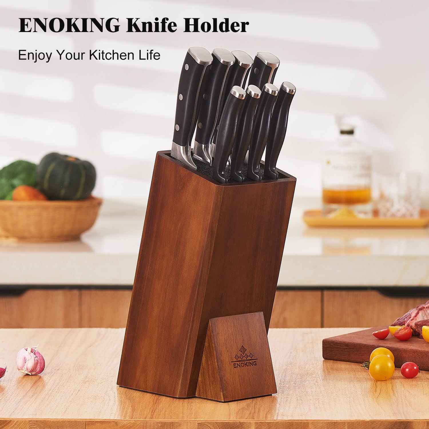 Removable bristles allow quick cleaning and maintenance of the knife holder.