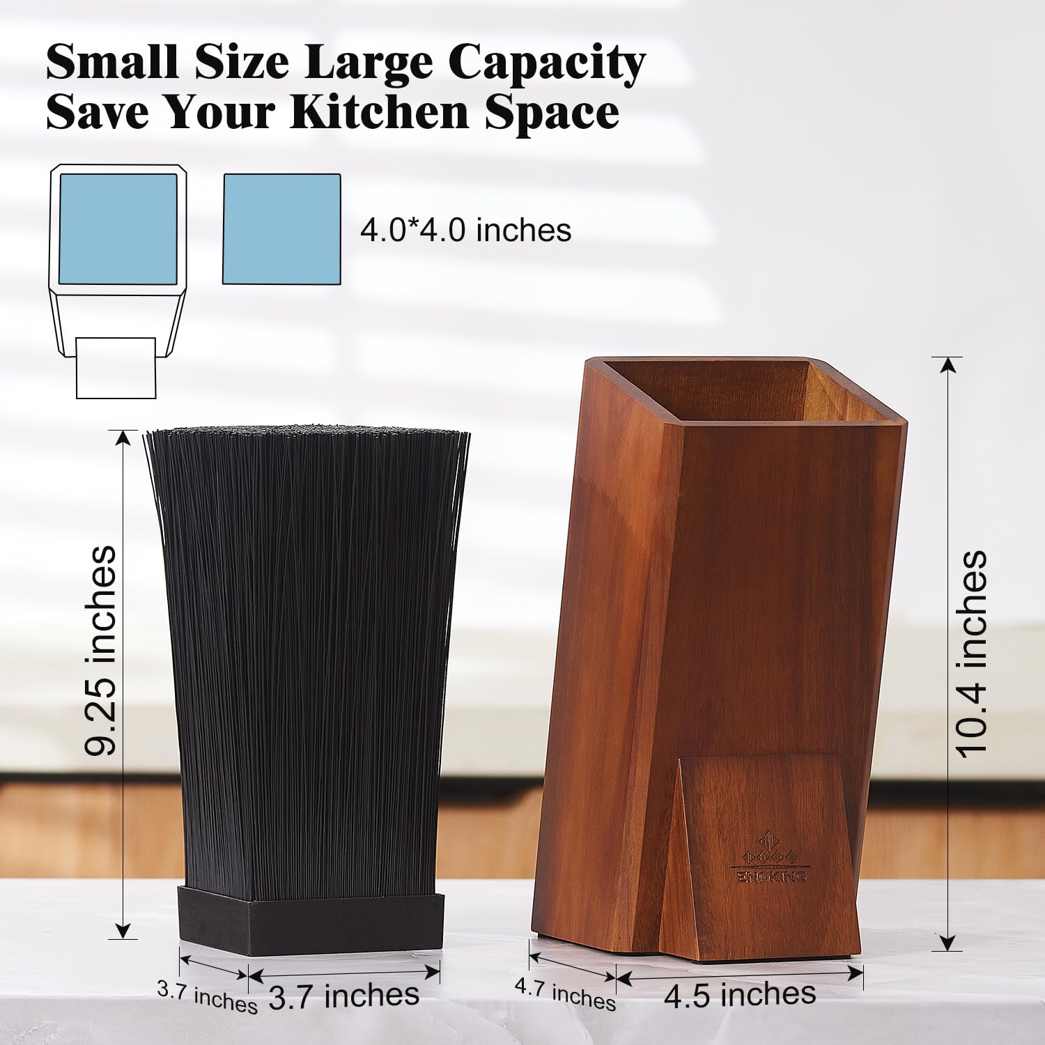 Non-slip base keeps ENOKING knife block steady during food prep.