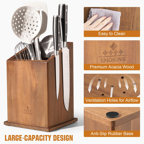 ENOKING large capacity holds knives, scissors, whisks, and more on the counter.