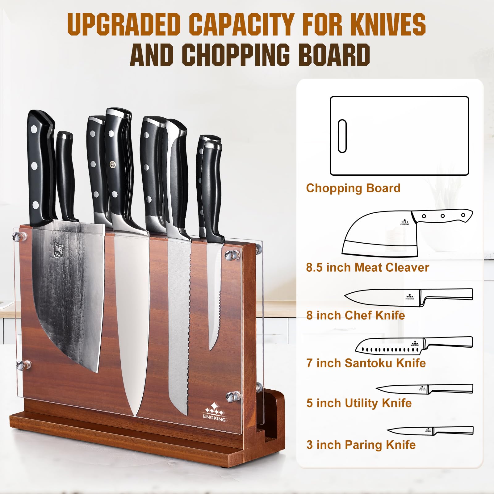 ENOKING acrylic shield protecting hands while lifting blades.