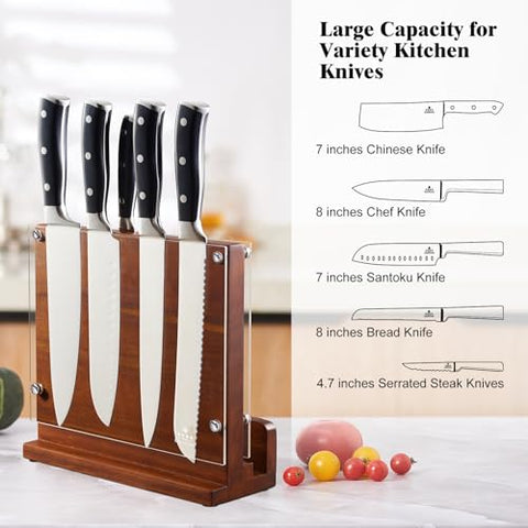Removable acrylic shield protects fingers when grabbing knives from ENOKING block.