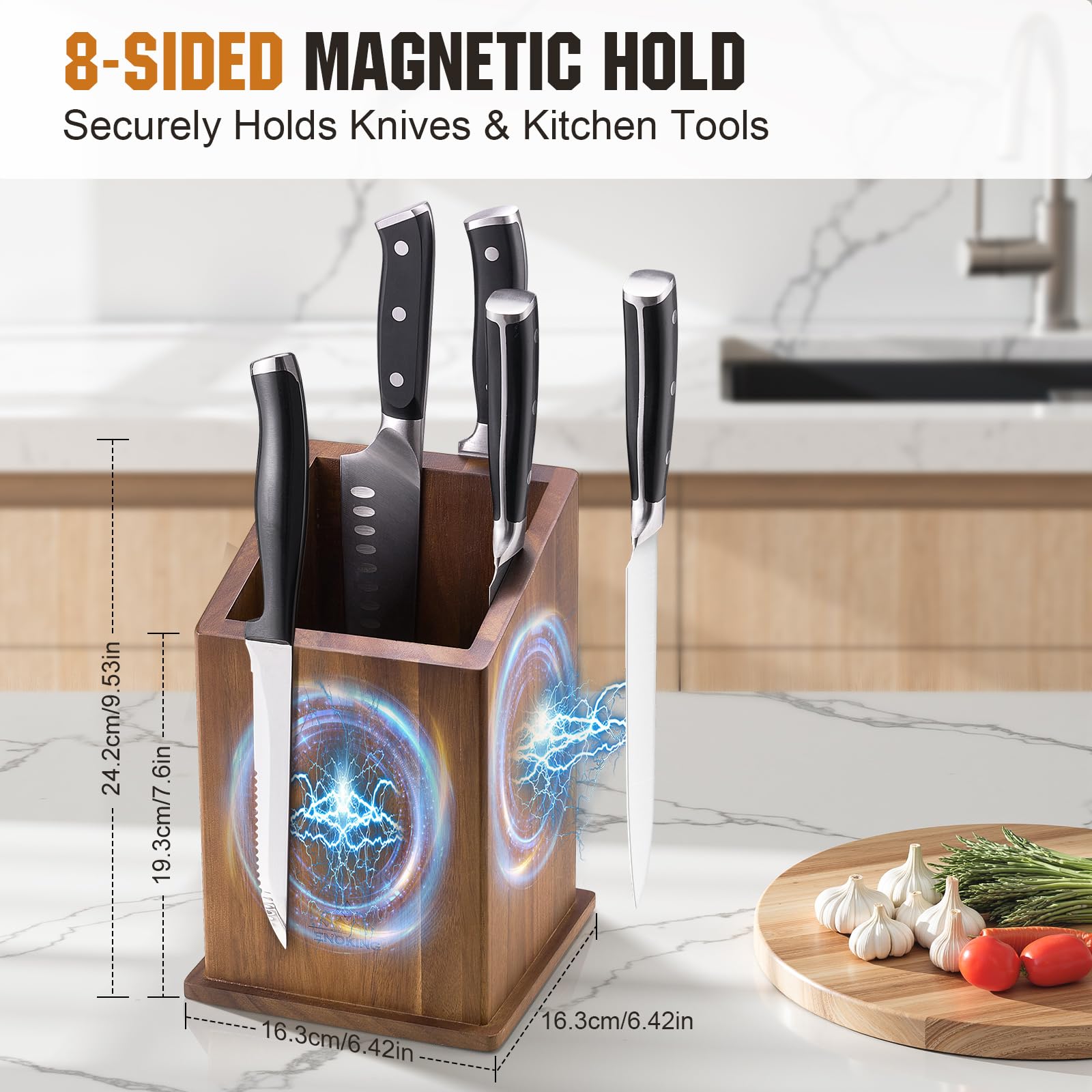 ENOKING universal utensil block keeps knives, scissors, and spoons organized.