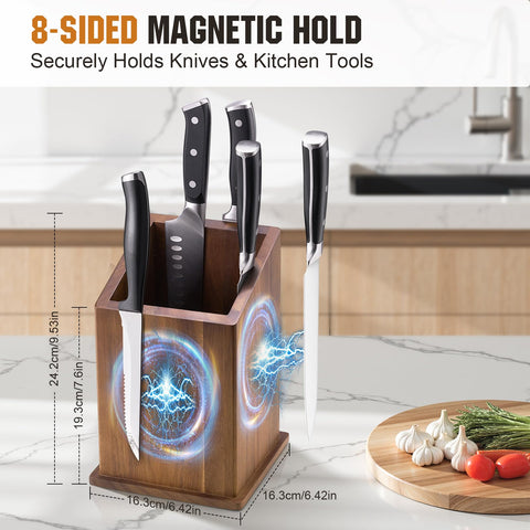 ENOKING universal utensil block keeps knives, scissors, and spoons organized.
