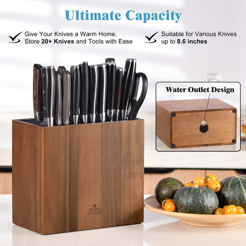 ENOKING XXL Knife Holder acacia wood texture highlighting natural durability