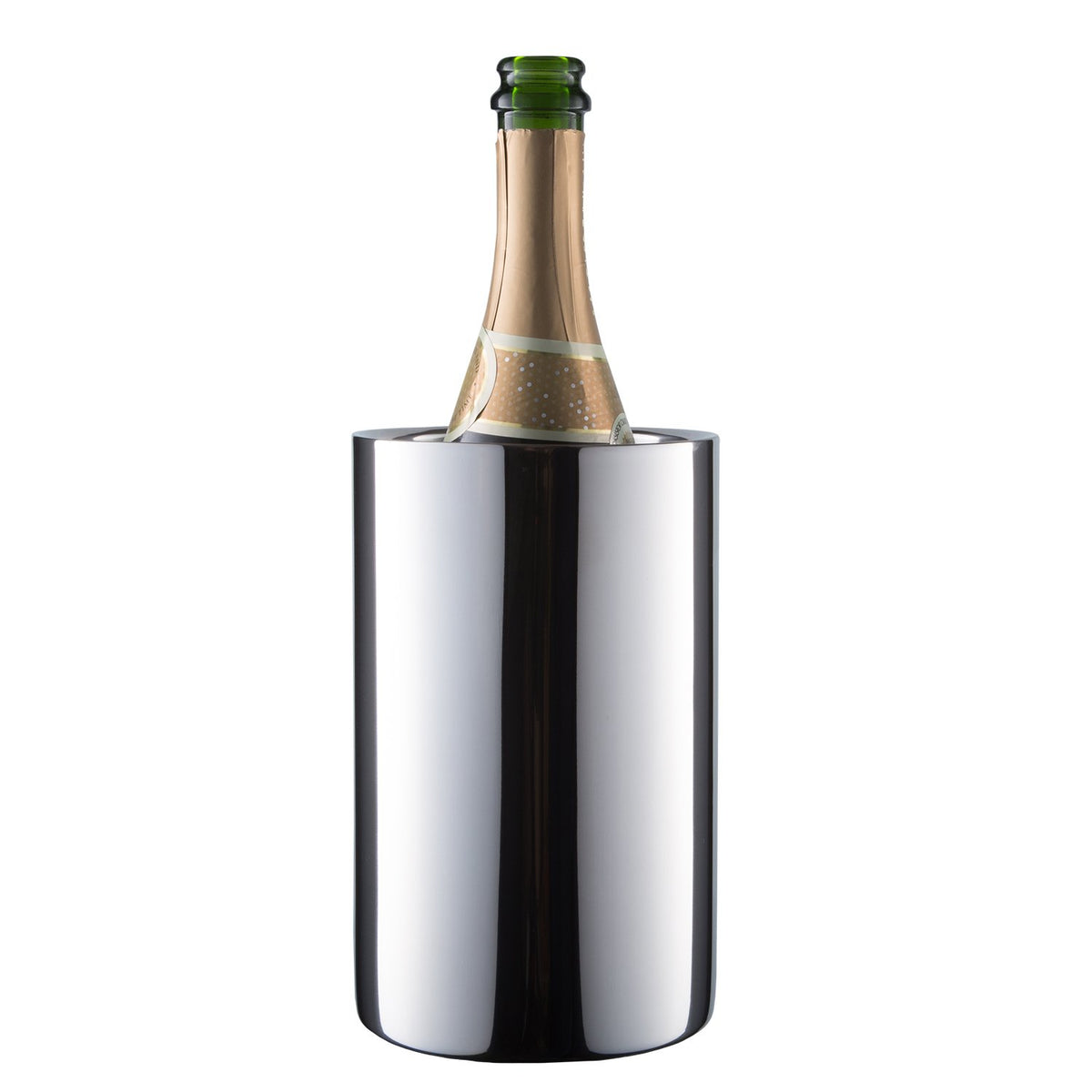 Enoluxe wine chiller with insulated double-wall keeps bottles cold without ice