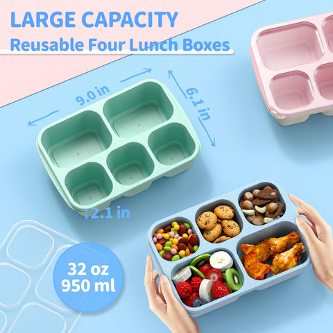 Enstphjoy Bento Box with 5 compartments keeps foods neatly separated