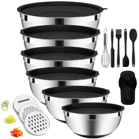 Envtek 20-piece mixing bowls set with lids for organized meal prep