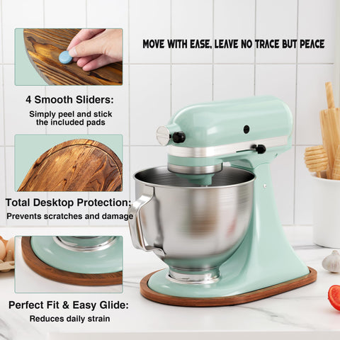 ENVTEK anti-slip pads mounted on pine mat for countertop stability.