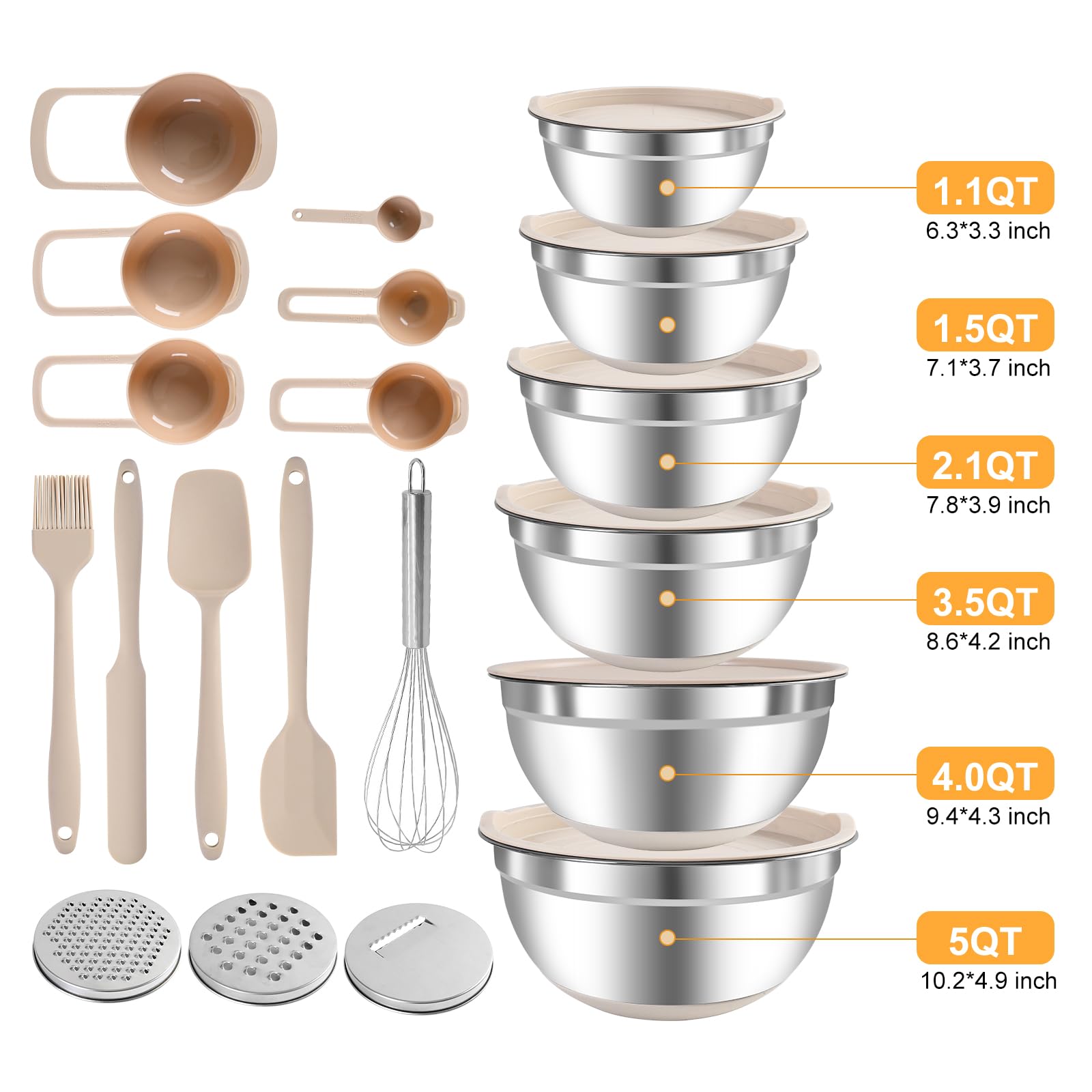 ENVTEK khaki bowls ideal for serving and baking prep tasks.