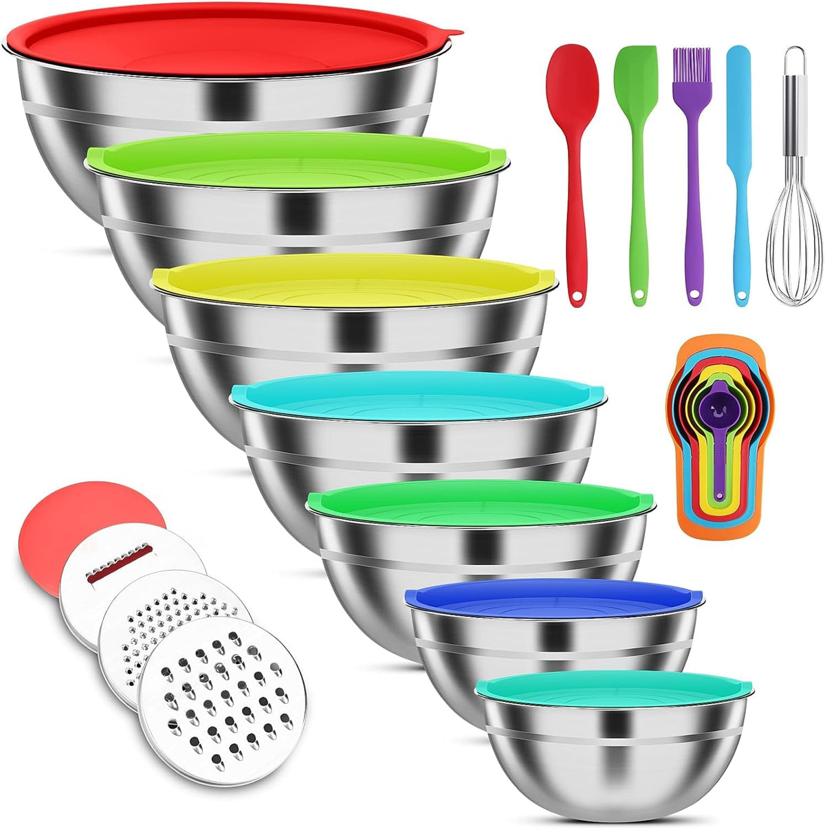 ENVTEK mixing bowls with lids set for organized kitchen prep and easy storage.