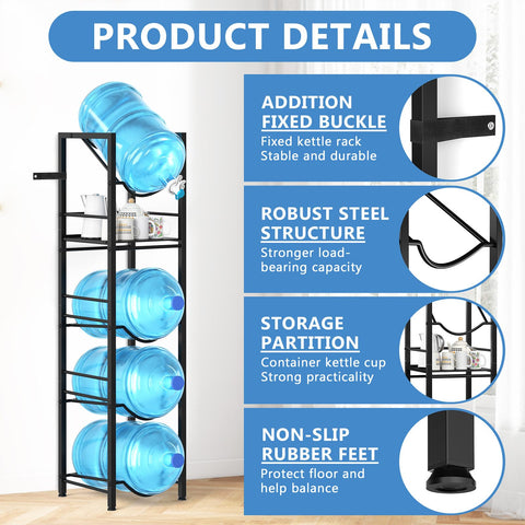 Bottom tier storage holding multiple bottles and items