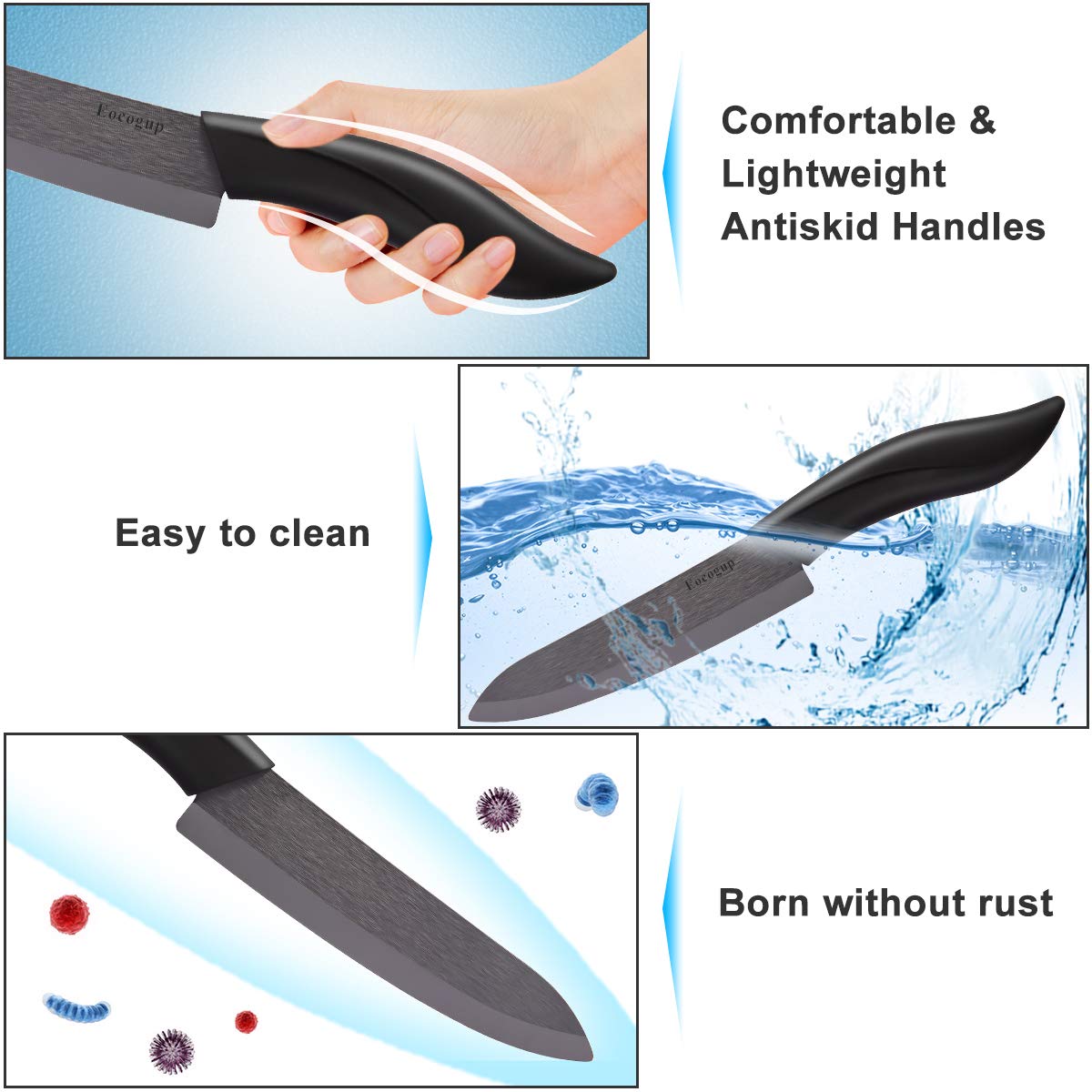 Eocogup ceramic 5in utility knife, versatile for slicing and trimming tasks.