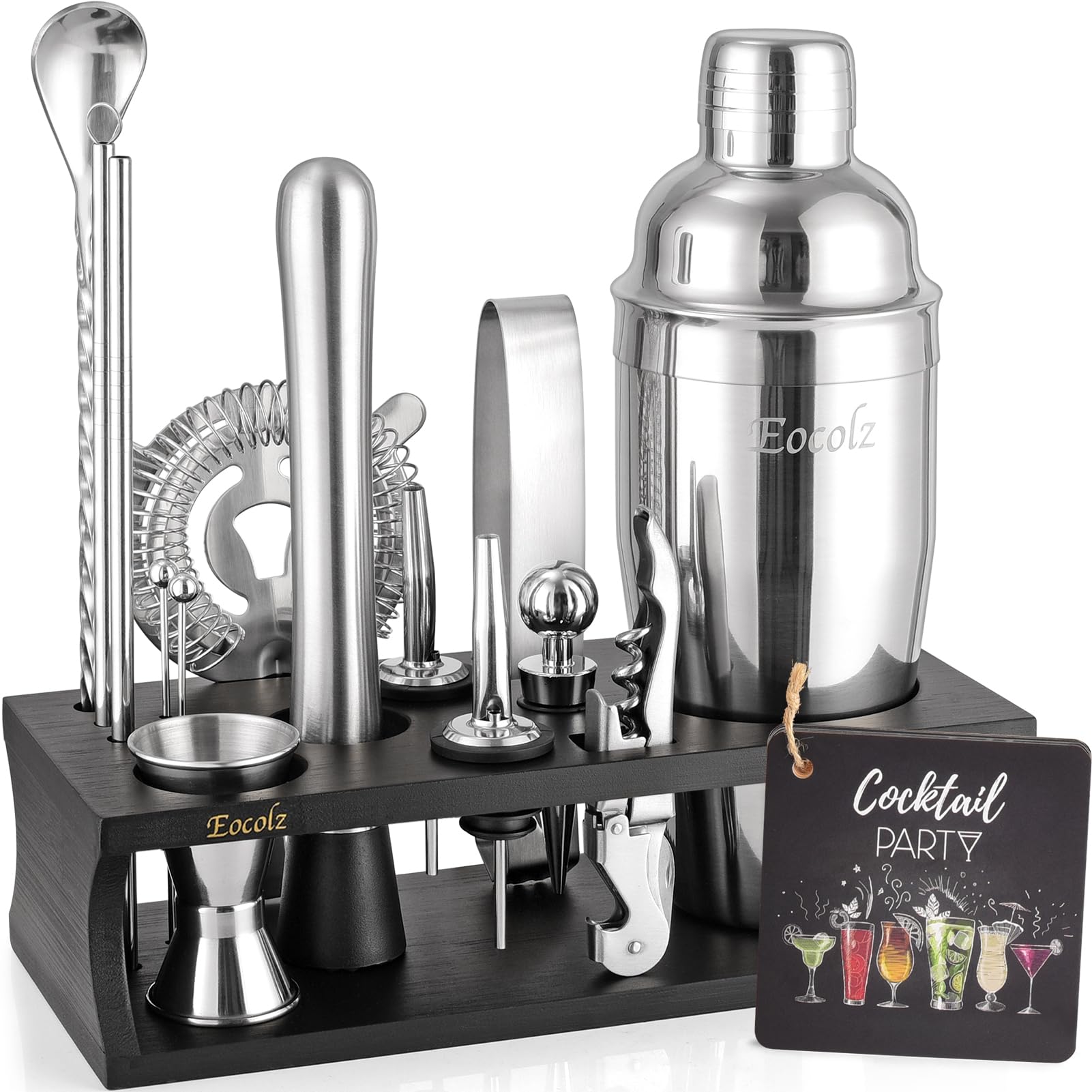 Eocolz bartender kit stand displays organized tools for easy access during home entertaining.