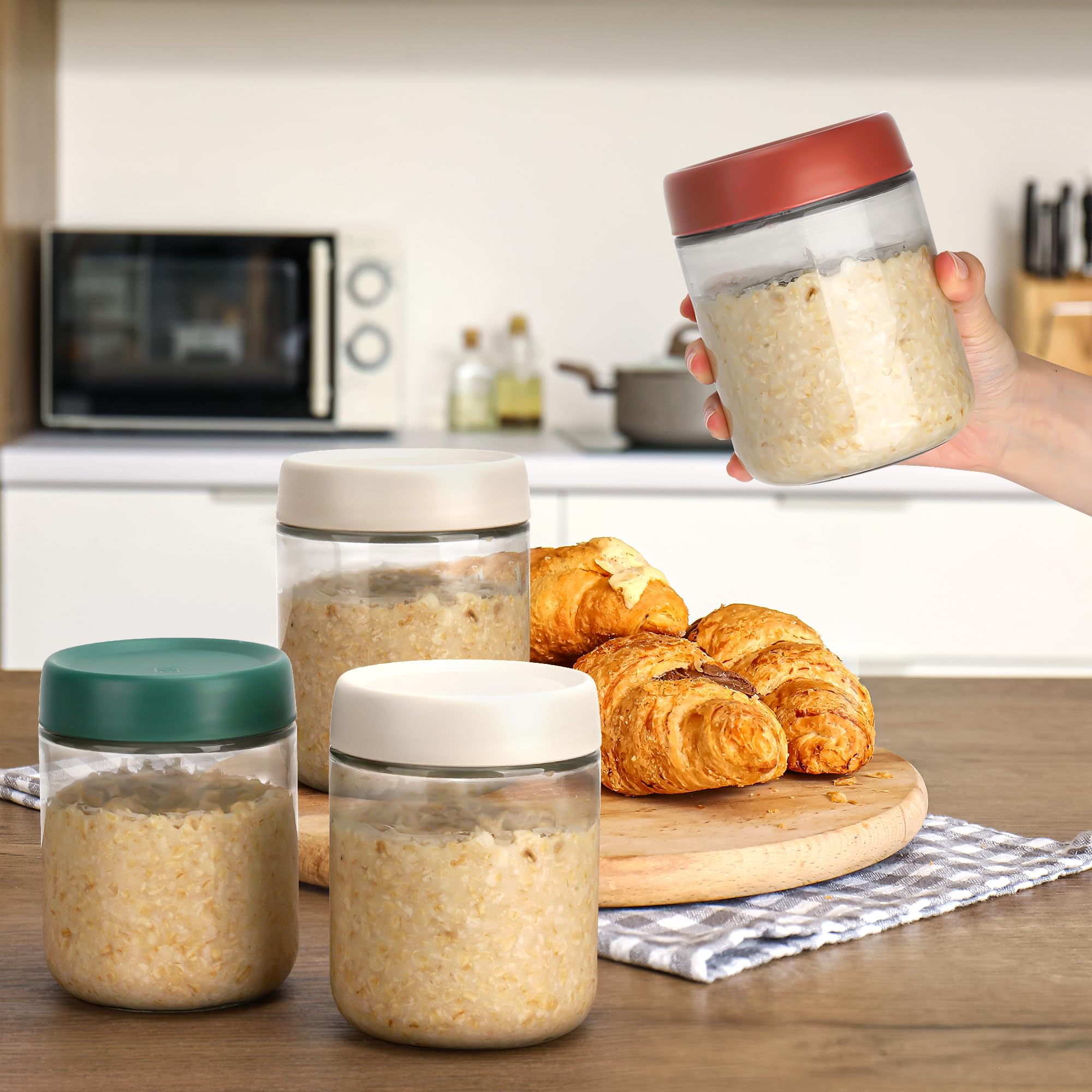 EONJOE glass mason jar with clear view and airtight seal.
