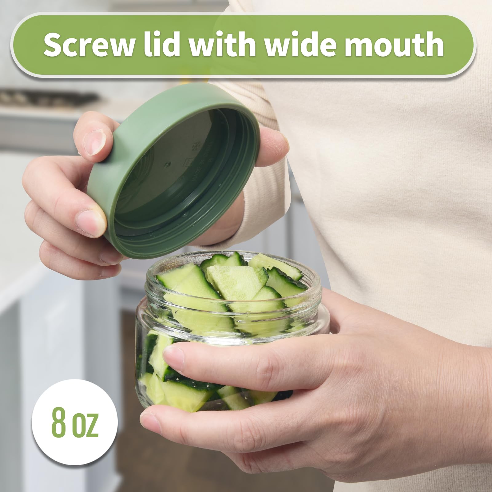 EONJOE stackable glass jar saving kitchen space and organizing ingredients.