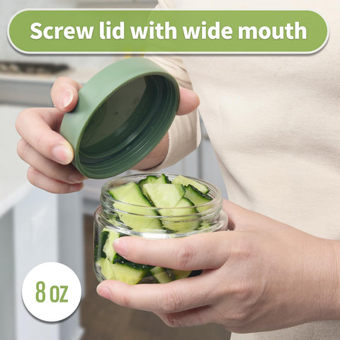 EONJOE stackable glass jar saving kitchen space and organizing ingredients.