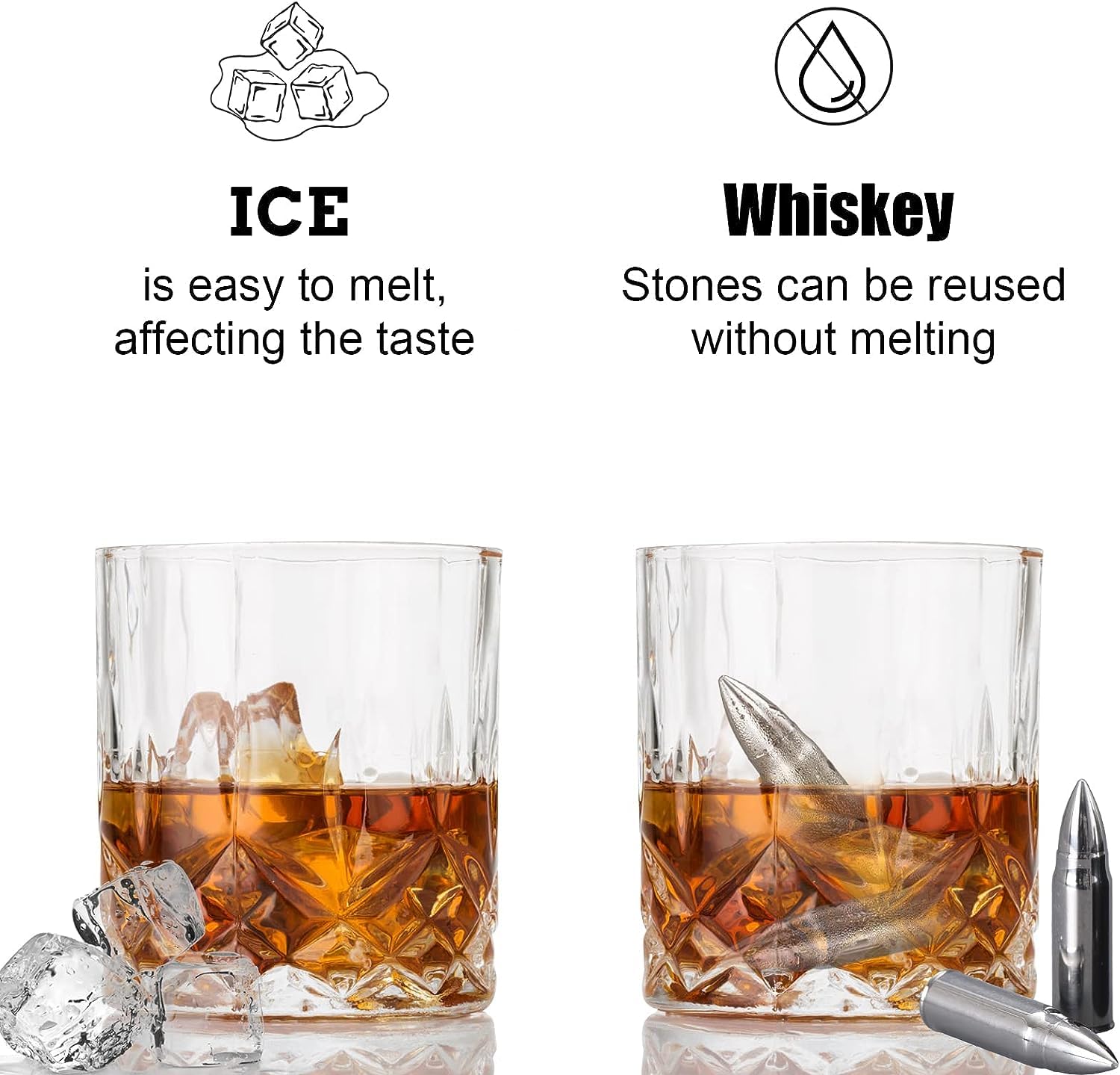 EooCoo whiskey stones set6 storage bag keeps stones ready to use
