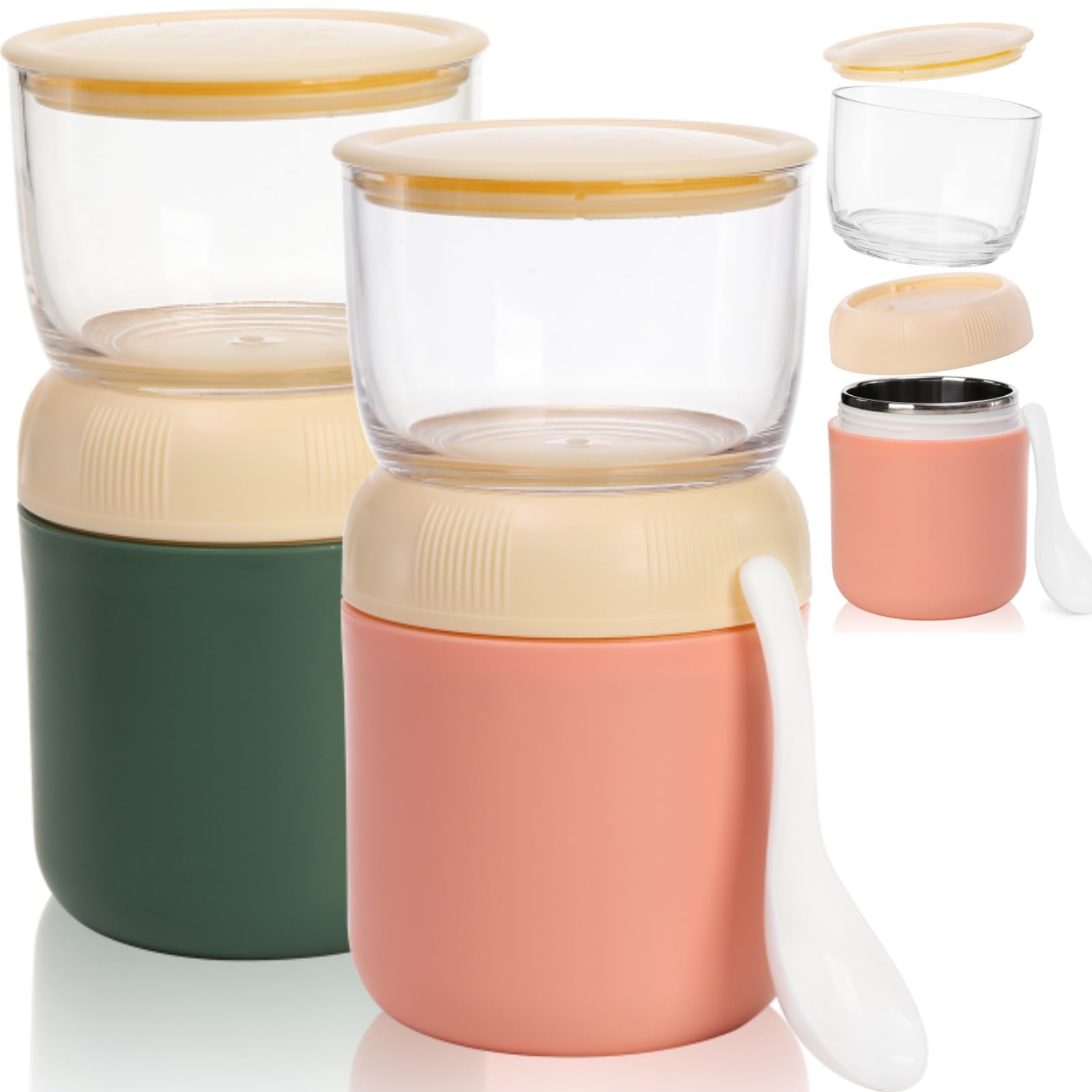 Eorbow 2 Pack yogurt container top bowl with wide mouth for easy filling
