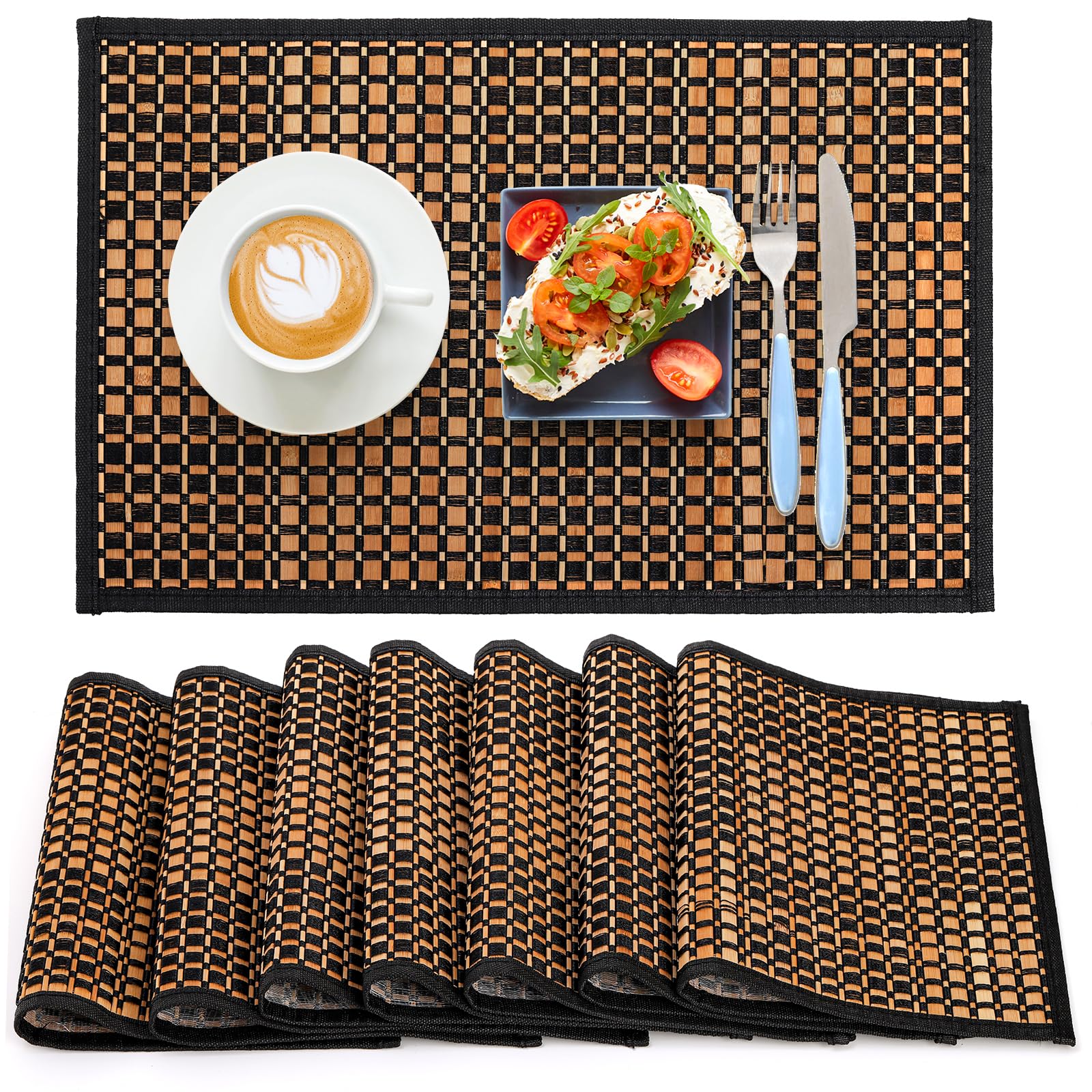 Eorbow bamboo placemats 8-pack with natural grain for family meals