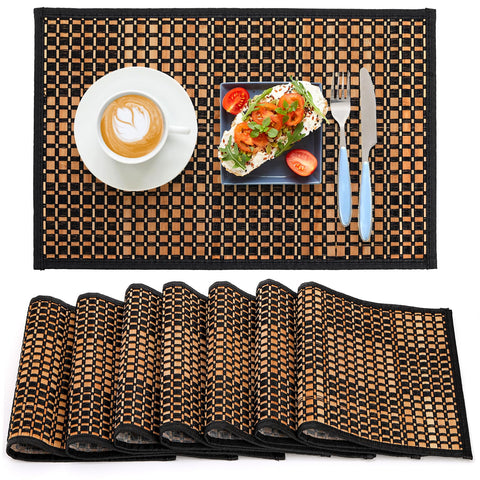 Eorbow bamboo placemats 8-pack with natural grain for family meals