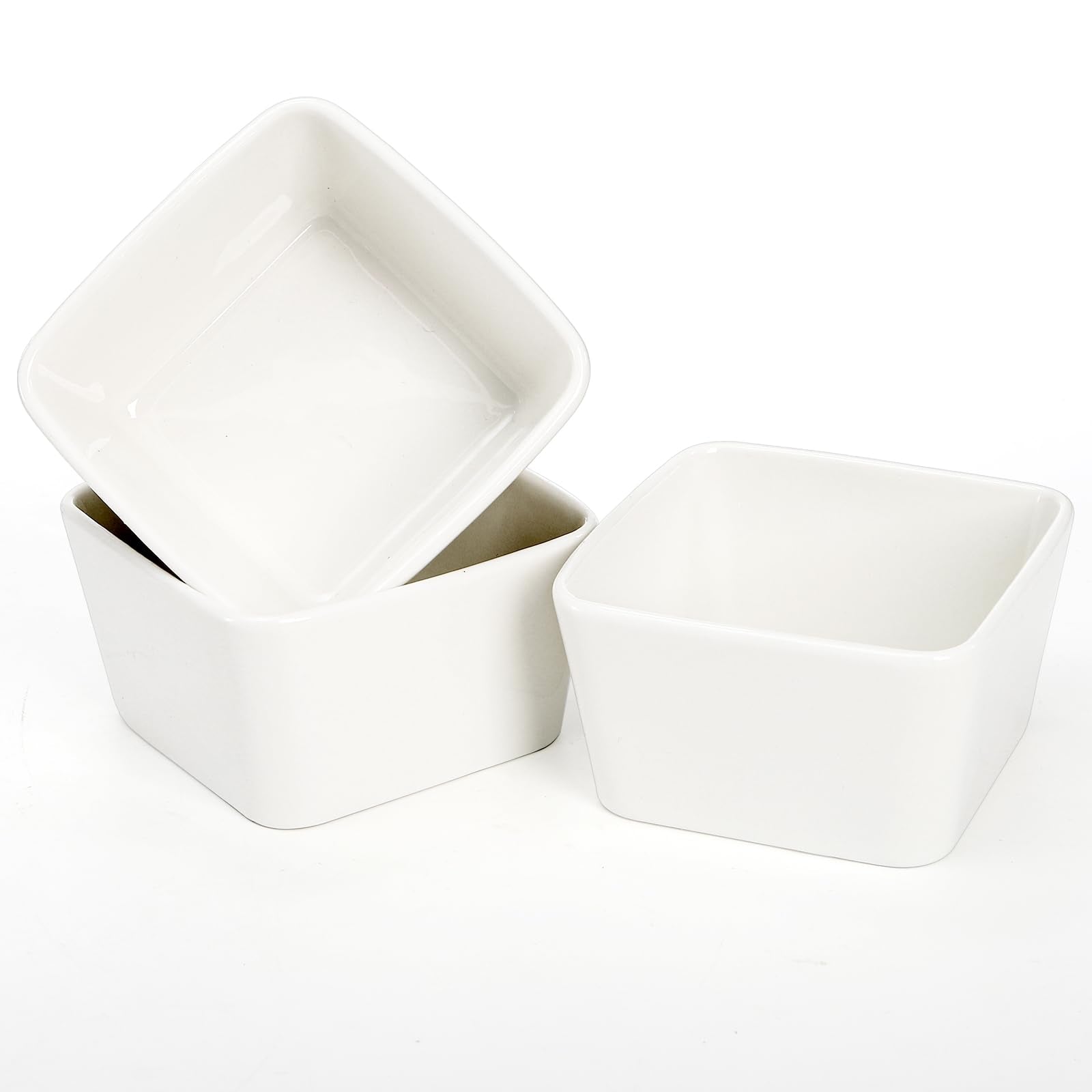 Eorbow serving set side view on stand saves countertop space.