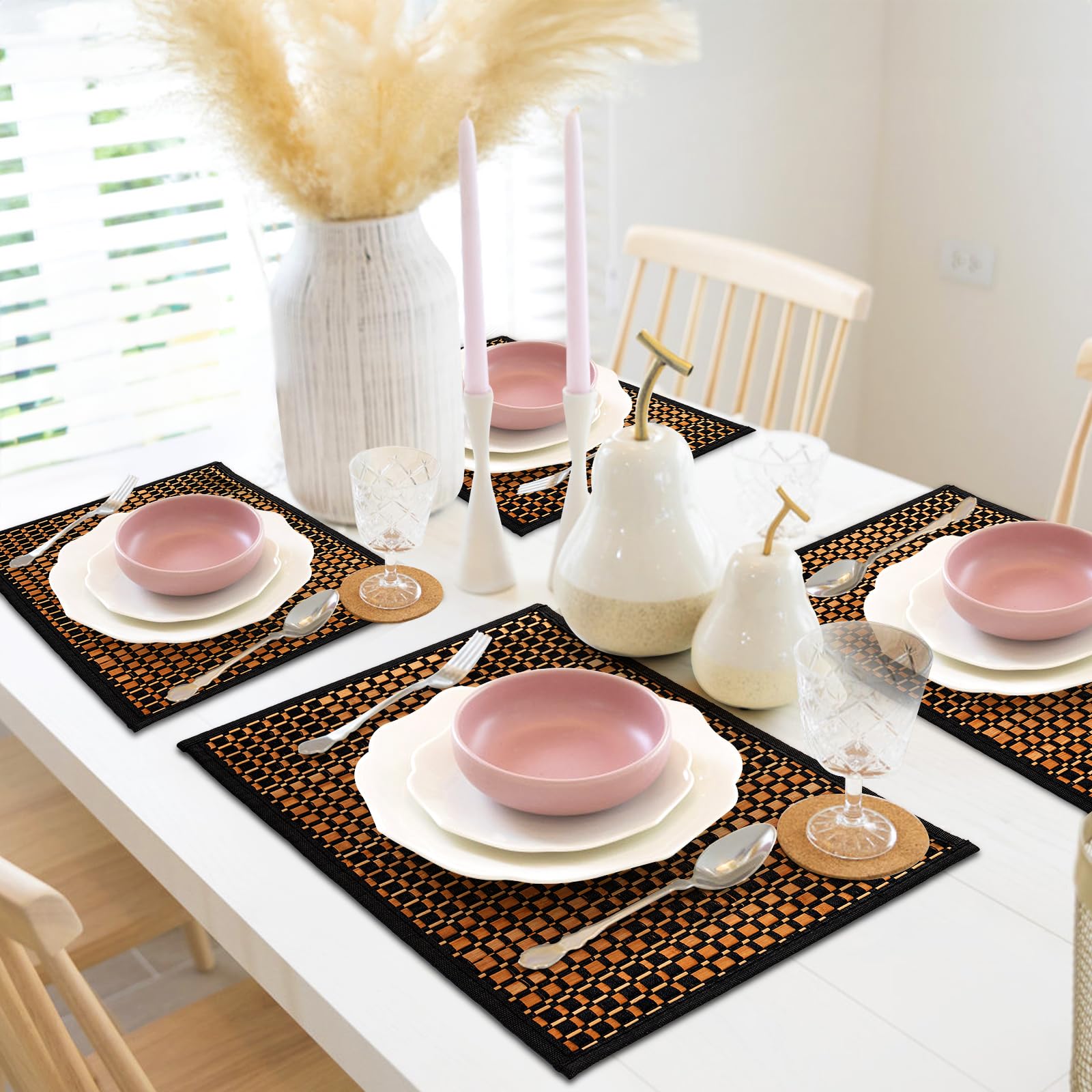 Eorbow placemats protect tabletops from heat and spills