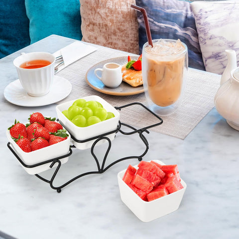 Eorbow bowls with salsa and chips for party-ready dipping.