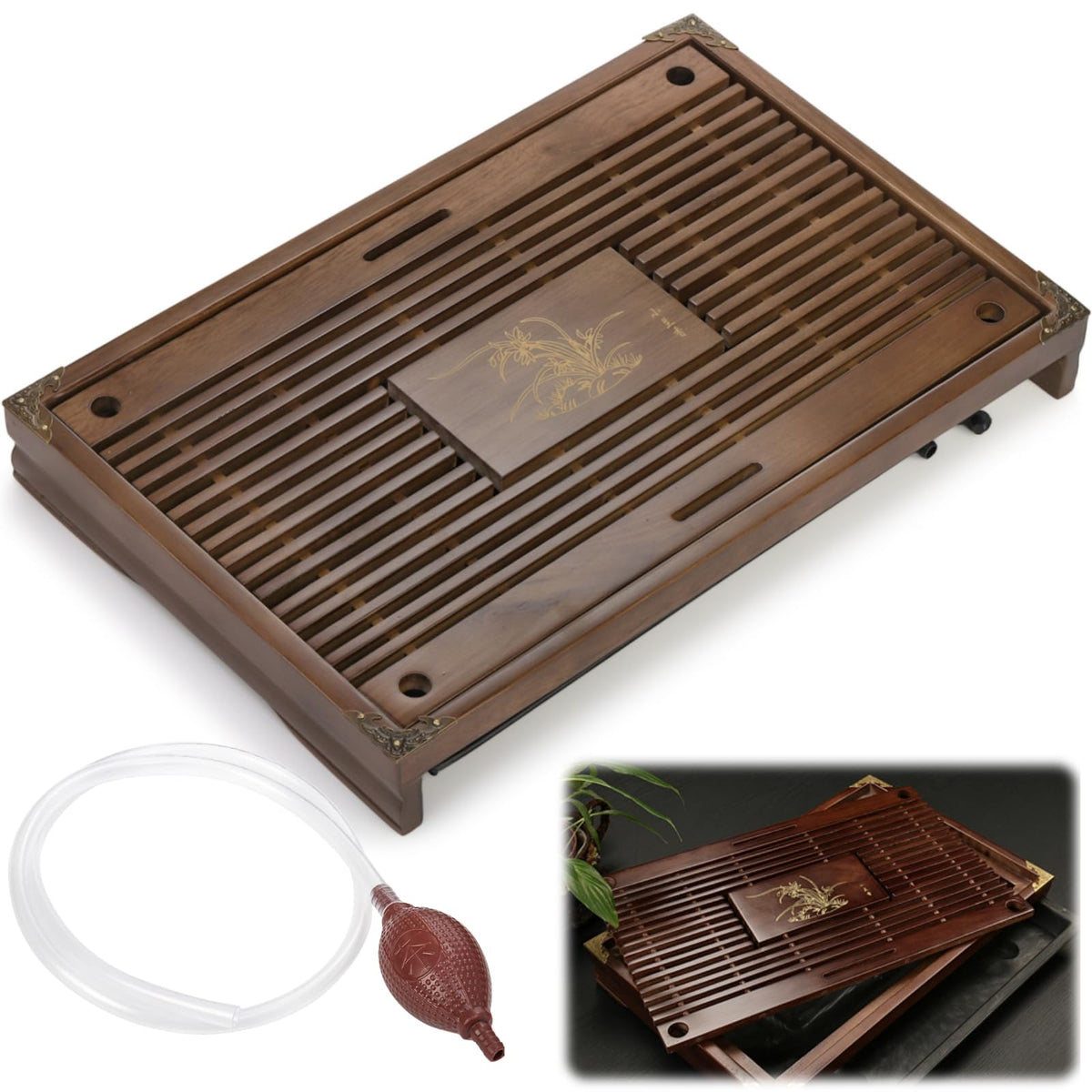 Eorbow wooden tea tray full view highlights sturdy construction and natural finish.